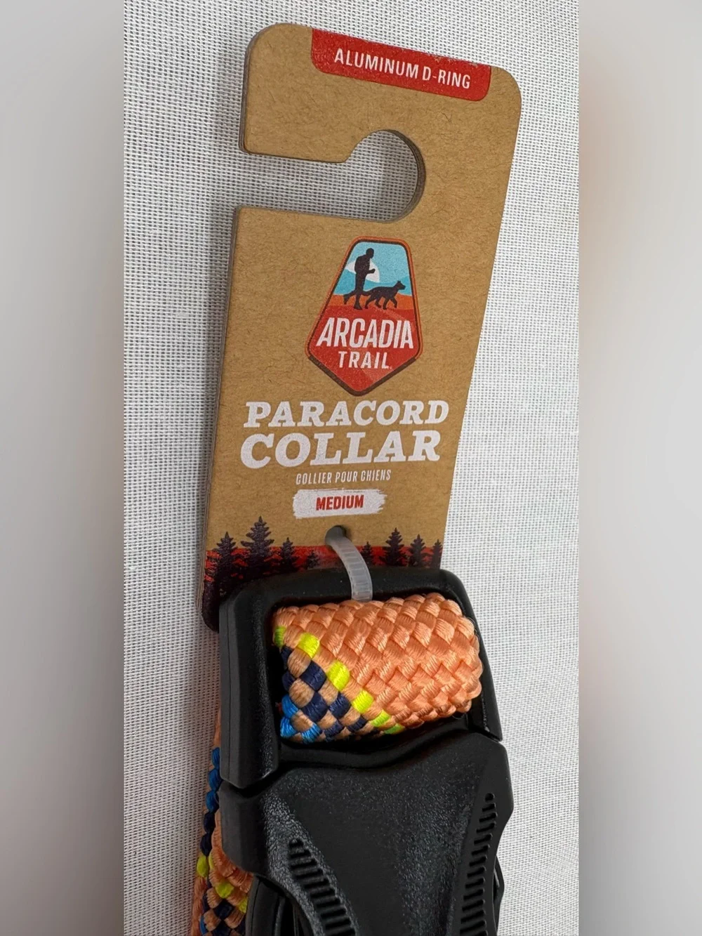 Arcadia Trail Rope Paracord Dog Collar MEDIUM-Fits neck 13”-20”. Orange Blue